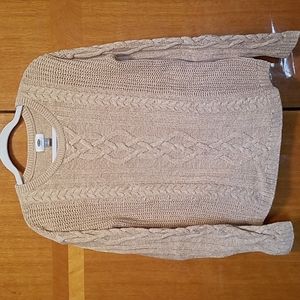 Women's Old Navy tan cable knit sweater.Size L.